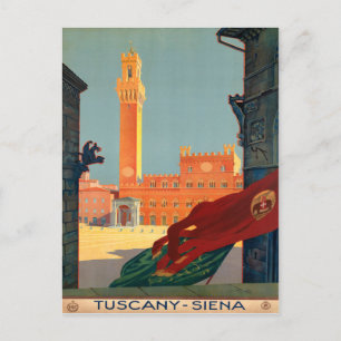 Tuscany Siena Italy Vintage Italian Travel Poster Postcard
