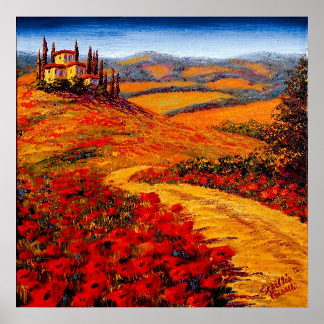 Tuscany Spring Road to the Villa Poster (Front)