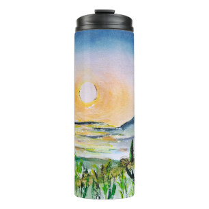 Tuscany Sunrise Watercolor Journey Italy Thermal Tumbler