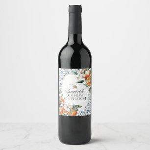 Tuscany Tile Citrus Italian Birthday Party Barware Wine Label