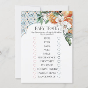 Tuscany Tile Coastal Italian Baby Traits Game Invi Invitation