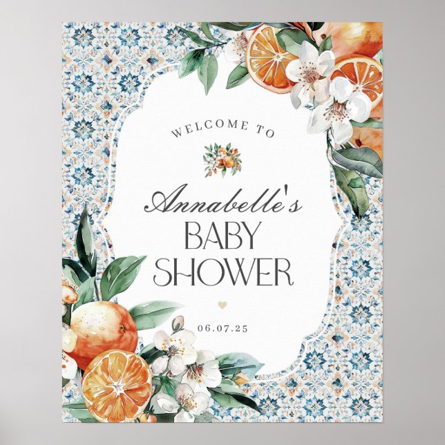Tuscany Tile Italian Baby Shower Welcome Sign (Front)
