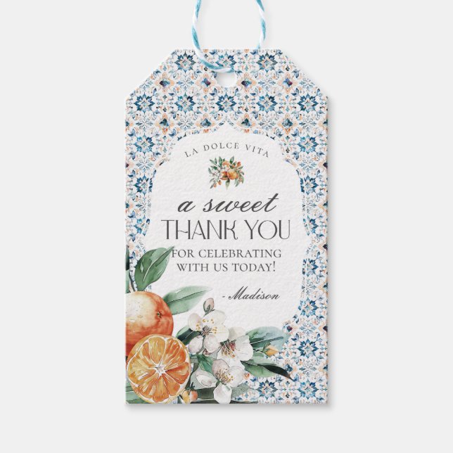 Tuscany Tile Italian Dessert Favour Tag (Front)