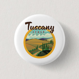 Tuscany travel logo 3 cm round badge