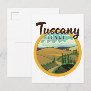 Tuscany travel logo announcement postcard