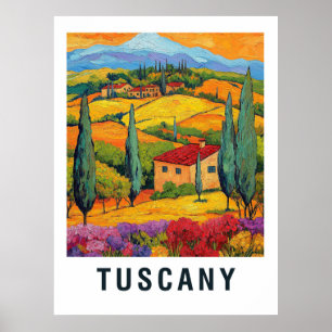Tuscany Vineyard Vintage Travel Poster