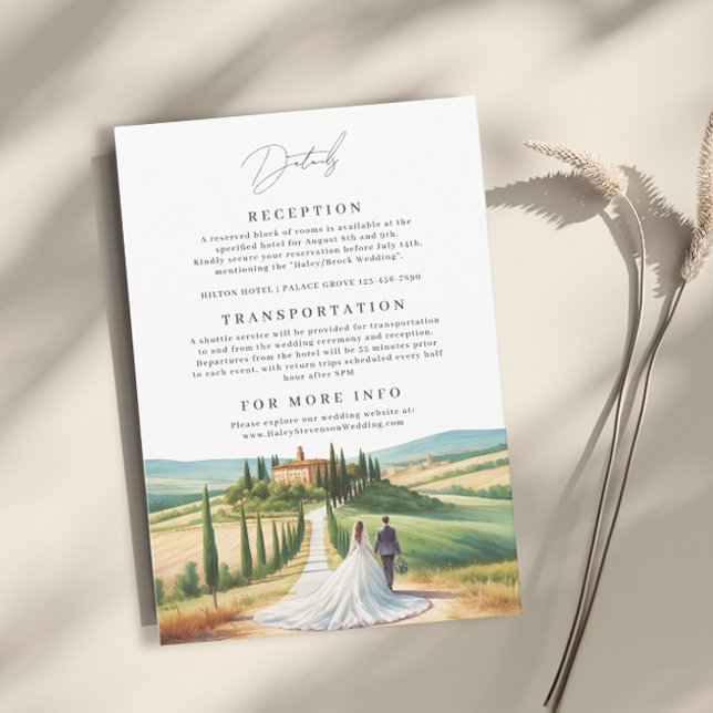 Tuscany Watercolor Illustration Skyline Wedding Enclosure Card (Creator Uploaded)