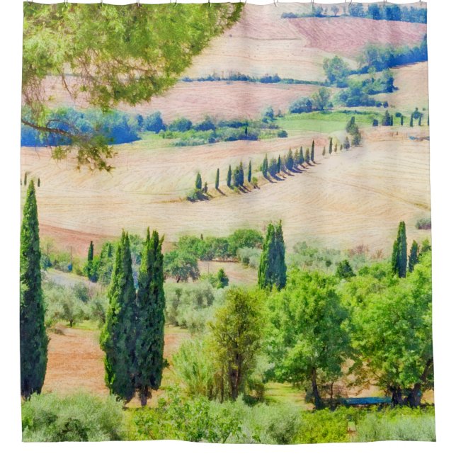 Tuscany watercolor painting #1 shower curtain (Front)