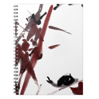 Tuschekunst mit Schnecke und Rotem Bambus Notebook