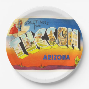 Tuscon Arizona AZ Old Vintage Travel Souvenir Paper Plate