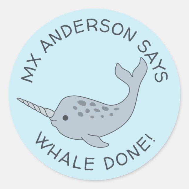 Tusked Narwhal Whale Done Stickers (Front)