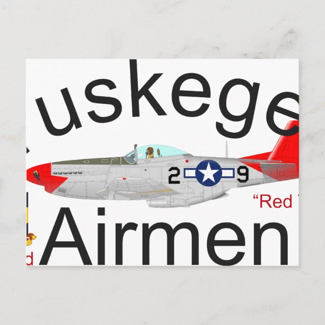 Tuskegee Airman P-51 Red Tails Mustang Postcard (Front)