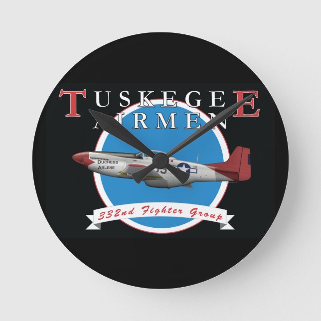 Tuskegee Airman P-51D Red Tail Clock (Front)
