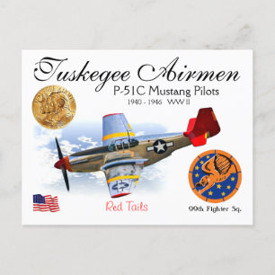 TUSKEGEE AIRMEN P-51C MUSTANG PILOTS POSTCARD