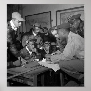 Tuskegee Airmen Planning Session - Italy - 1945 Poster