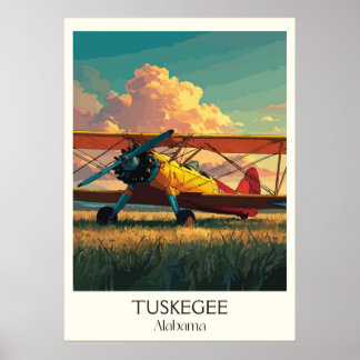 Tuskegee Alabama Vintage Airplane Poster