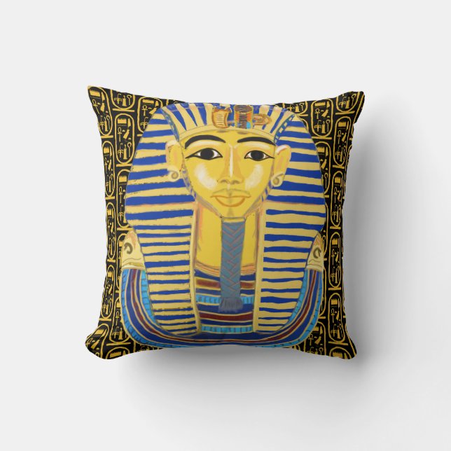 Tutankhamun Gold Mask and Cartouche Cushion (Front)