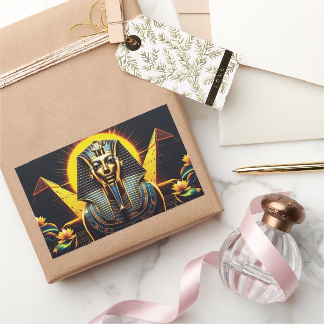Tutankhamun & Pyramids | Ancient Egyptian Unique Rectangular Sticker (Gifting)