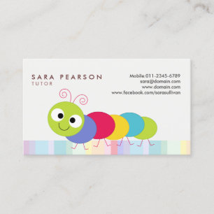 Tutor Cute Colourful Caterpillar Business Card