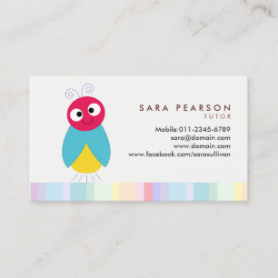 Tutor Cute Colourful Lightning Bug Business Card