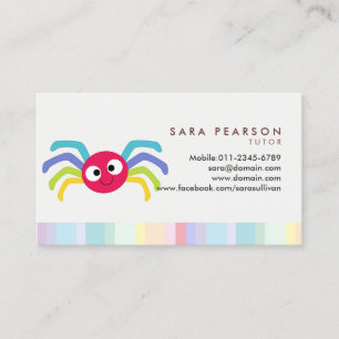Tutor Cute Colourful Spider Business Card