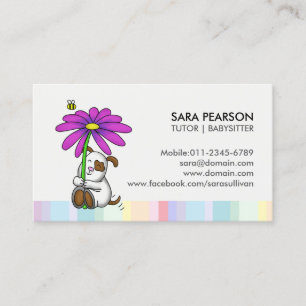 Tutor Cute Dog With Flower Business Card