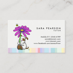 Tutor Cute Dog With Flower Business Card
