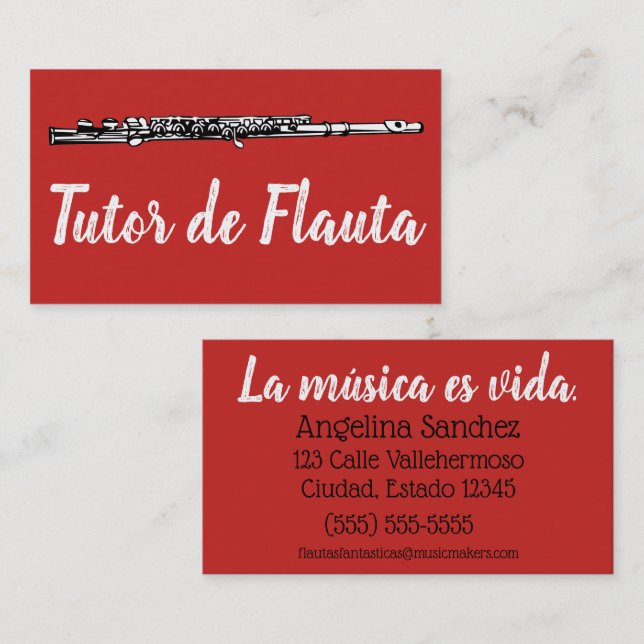 Tutor de Flauta Business Card (Front/Back)