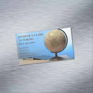 Tutor/ Educator Globe & Book Back to school Magnetic Business Card