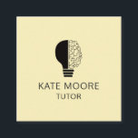 Tutor Light Bulb Idea Symbol Brain Cream Yellow Square Business Card<br><div class="desc">Light bulb And brain idea symbol,  quirky professional business cards in black and white for tutors or teachers. Order in larger quantities for greater savings. Modern with a sleek sans serif typeface.</div>