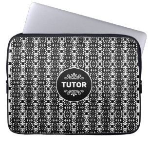 Tutor on Stylish Abstract Pattern in Black & White Laptop Sleeve