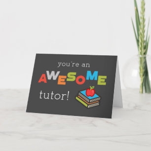 Tutor Teacher Appreciation Day Books+Apple Awesome Card