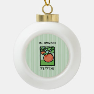 Tutor, Teacher Thank You, Apple Ceramic Ball Christmas Ornament