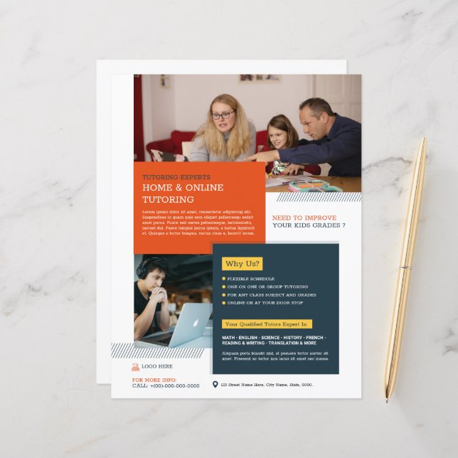 Tutoring Service Flyer Template (Front/Back In Situ)