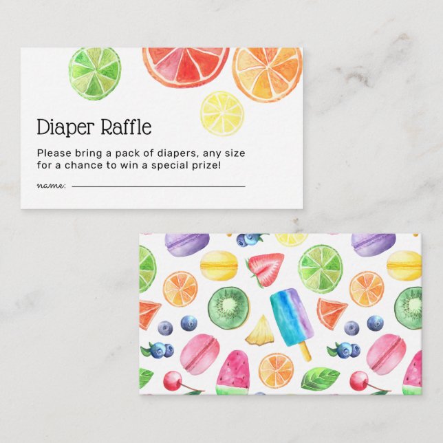 Tutti Fruitti Baby Shower Diaper Raffle Enclosure Card (Front/Back)
