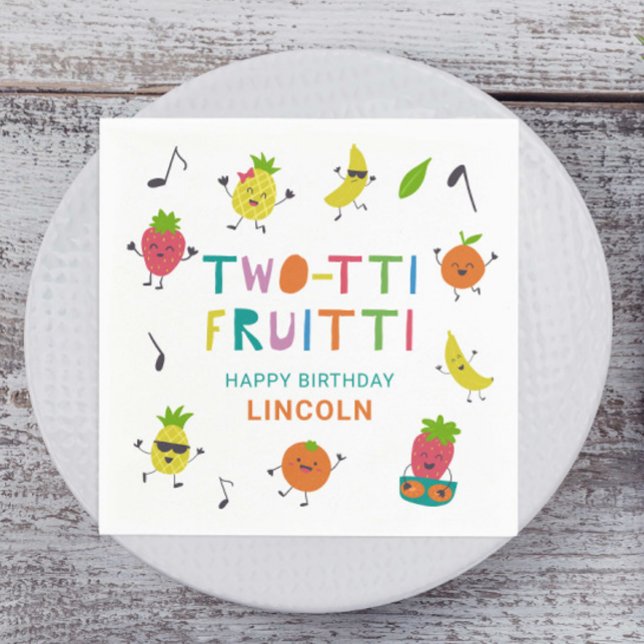Tutti Fruitti Birthday Custom Cute Fruits Napkin (Creator Uploaded)