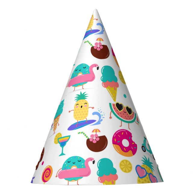 Tutti Fruitti Summer Fruit Ice Cream Treats Party Hat (Front)