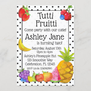 Tutti Fruitti Tropical Fruit Birthday Invitation
