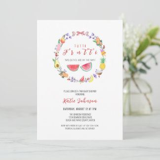 Tutti Frutti Baby Shower, Summer Tropical Twins Invitation