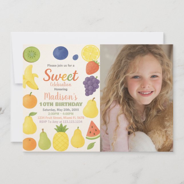 Tutti Frutti Birthday Invitation (Front)