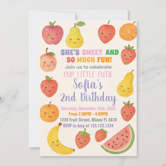 Tutti Frutti Birthday Invitation (Front)