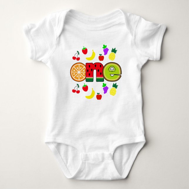 Tutti frutti Firs Birthday Girl Baby Bodysuit (Front)
