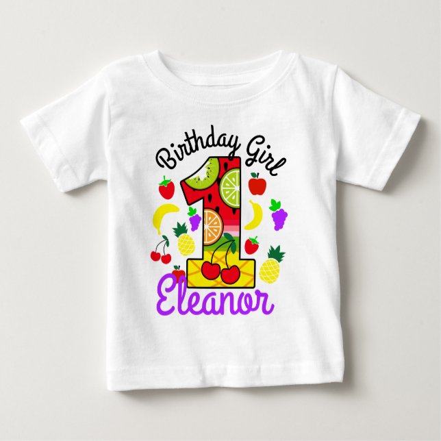 Tutti frutti First Birthday Girl  Baby T-Shirt (Front)