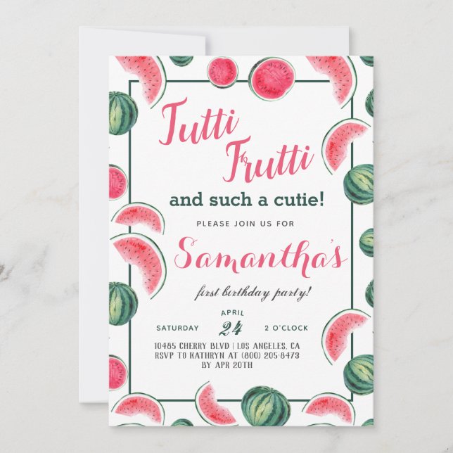 Tutti Frutti Fruit Birthday Invitation (Front)