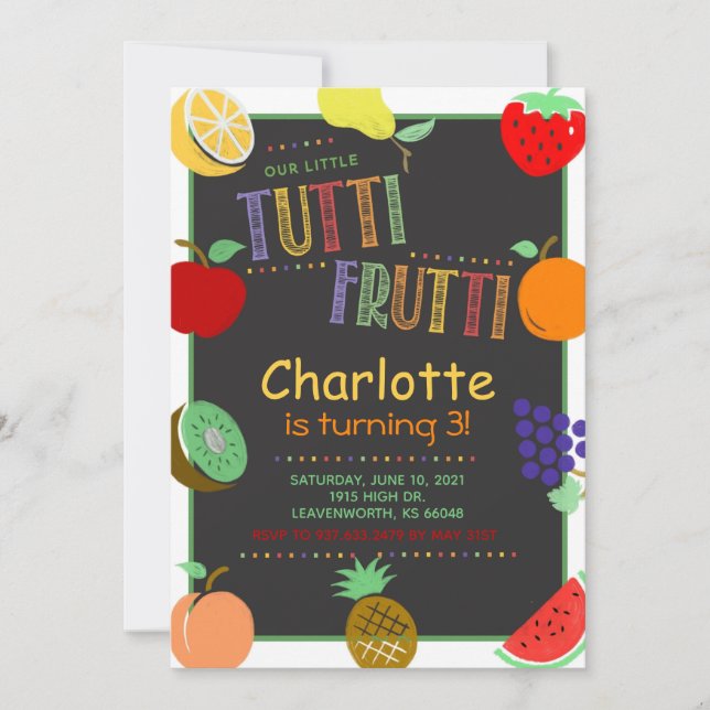 Tutti Frutti Fruit Birthday Invitation (Front)