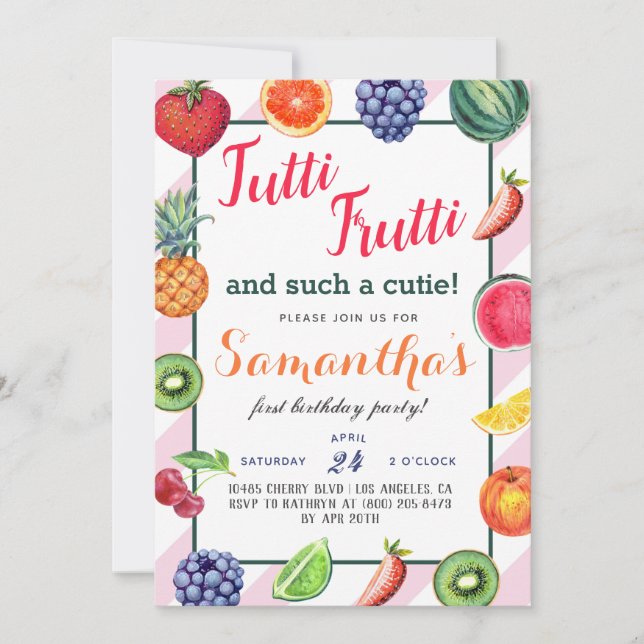 Tutti Frutti Fruit Birthday Invitation (Front)