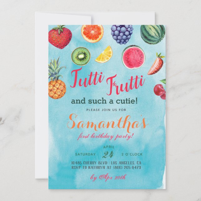 Tutti Frutti Fruit Birthday Invitation (Front)