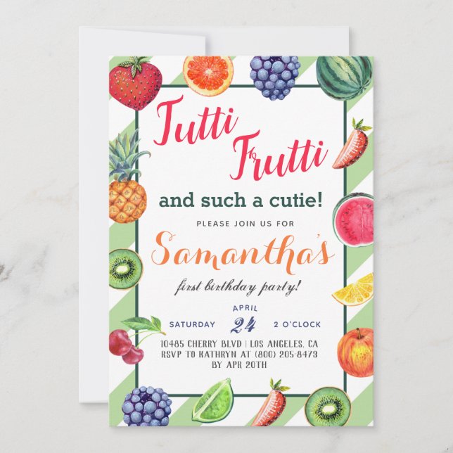 Tutti Frutti Fruit Birthday Invitation (Front)