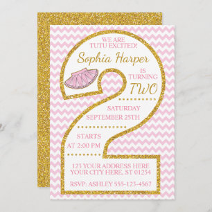 Tutu 2nd Birthday Invitation Ballerina