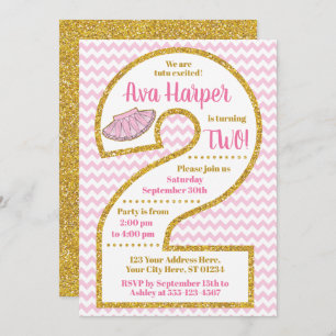 Tutu 2nd Birthday Invitation Ballerina Party